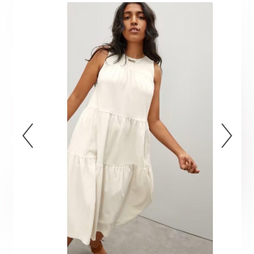Everlane Cream Tiered Midi Dress